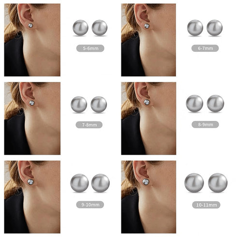 Grey Button Freshwater Pearl Stud Earrings - May-Lynn